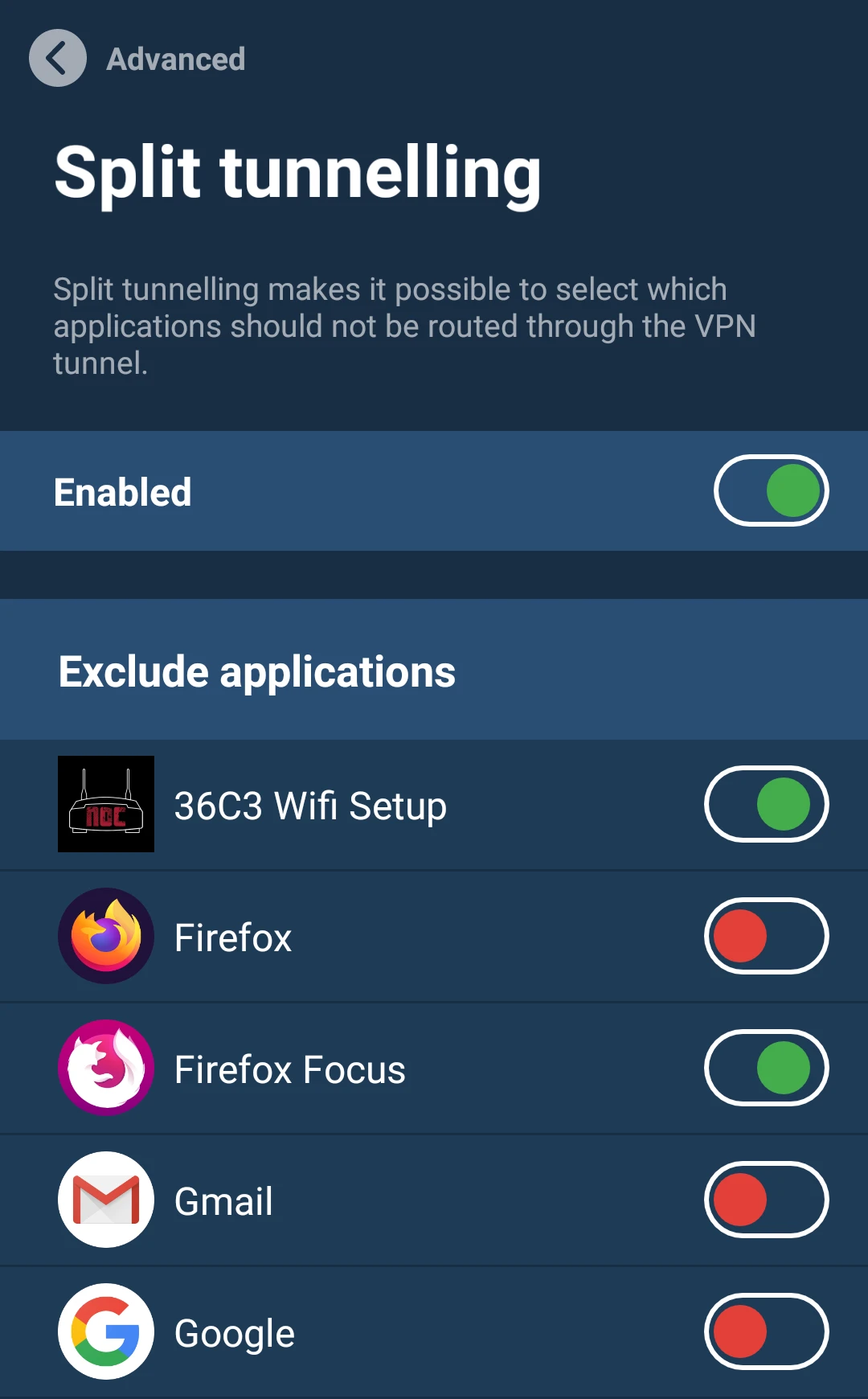 新的 Android β 版（2020.6-beta1）已支援分割隧道